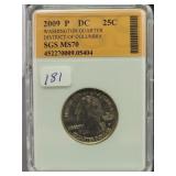 2009-P WASHINGTON, D.C. QUARTER - SGS: MS70 2009-P WASHINGTON, D.C. QUARTER - SGS: MS70