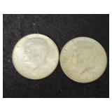 (2) 1964-D KENNEDY HALF DOLLARS - 90% (2) 1964-D KENNEDY HALF DOLLARS - 90%