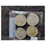 (4) BUFFALO NICKELS: 1934, 1935, 1936, 1937 (4) BUFFALO NICKELS: 1934, 1935, 1936, 1937