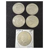 (5) CLAD EISENHOWER DOLLARS (5) CLAD EISENHOWER DOLLARS