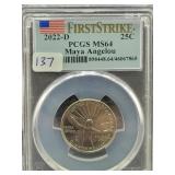2022-D MAYA ANGELOU QUARTER - PCGS: MS64 - 2022-D MAYA ANGELOU QUARTER - PCGS: MS64 -