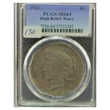 1921 HIGH RELIEF PEACE SILVER DOLLAR - 1921 HIGH RELIEF PEACE SILVER DOLLAR -