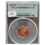 1992-S LINCOLN CENT - PCGS GRADED: PR69RD DCAM 1992-S LINCOLN CENT - PCGS GRADED: PR69RD DCAM