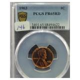 1963 LINCOLN CENT - PCGS GRADED: PR65RD 1963 LINCOLN CENT - PCGS GRADED: PR65RD