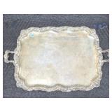 CHRISTOFLE SILVERPLATE SERVING TRAY - ENGRAVED - 3 CHRISTOFLE SILVERPLATE SERVING TRAY - ENGRAVED - 3