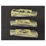 (3) SABRE SINGLE BLADE FOLDING KNIVES WITH (3) SABRE SINGLE BLADE FOLDING KNIVES WITH