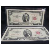 (2) 1953-C RED SEAL $2 NOTES - SEQUINTIAL SERIAL (2) 1953-C RED SEAL $2 NOTES - SEQUINTIAL SERIAL