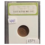 1884 INDIAN HEAD CENT - INB SLABBED 1884 INDIAN HEAD CENT - INB SLABBED