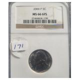 2000-P JEFFERSON NICKEL - NGC GRADED: MS66 6FS 2000-P JEFFERSON NICKEL - NGC GRADED: MS66 6FS