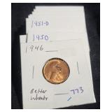 (12) LINCOLN WHEAT CENTS: 1946, 1950, 1951, 1951-D (12) LINCOLN WHEAT CENTS: 1946, 1950, 1951, 1951-D