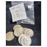 (10) 40% SILVER KENNEDY HALF DOLLARS: 1966, 67, (10) 40% SILVER KENNEDY HALF DOLLARS: 1966, 67,