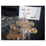 (20) 2000-P SACAGAWEA DOLLARS (20) 2000-P SACAGAWEA DOLLARS