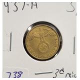 1937-A 3RD REICH GERMANY 5 PFENNIG COIN 1937-A 3RD REICH GERMANY 5 PFENNIG COIN