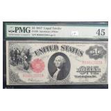 $1 - 1917 LEGAL TENDER - PMG: 45 CHOICE EXTREMELY $1 - 1917 LEGAL TENDER - PMG: 45 CHOICE EXTREMELY