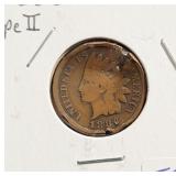 1886 INDIAN HEAD CENT - TYPE 2 - COIN IS BENT 1886 INDIAN HEAD CENT - TYPE 2 - COIN IS BENT