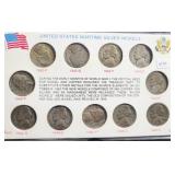 U.S. WARTIME SILVER NICKEL SET - 11 COINS - 35% U.S. WARTIME SILVER NICKEL SET - 11 COINS - 35%