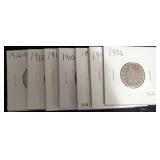 (7) LIBERTY "V" NICKELS: 1906-1908, 1910-1912 & (7) LIBERTY "V" NICKELS: 1906-1908, 1910-1912 &