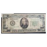 1934-A LIGHT GREEN SEAL $20 NOTE 1934-A LIGHT GREEN SEAL $20 NOTE