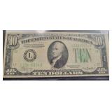 1934 LIGHT GREEN SEAL $10 NOTE 1934 LIGHT GREEN SEAL $10 NOTE
