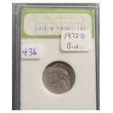 1972-D JEFFERSON NICKEL - INB GRADED: BU 1972-D JEFFERSON NICKEL - INB GRADED: BU