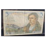 1943 FRENCH WWII 5 FRANC NOTE 1943 FRENCH WWII 5 FRANC NOTE