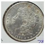 1881 MORGAN SILVER DOLLAR 1881 MORGAN SILVER DOLLAR