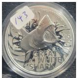 2021 GREAT WHITE SHARK - 1 OZ SILVER ROUND 2021 GREAT WHITE SHARK - 1 OZ SILVER ROUND