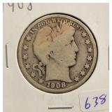 1908 BARBER HALF DOLLAR 1908 BARBER HALF DOLLAR
