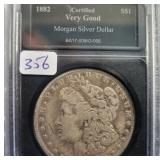 1882-O MORGAN SILVER DOLLAR - CERTIFIED VERY GOOD 1882-O MORGAN SILVER DOLLAR - CERTIFIED VERY GOOD