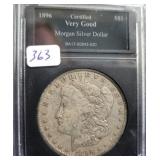 1896-O MORGAN SILVER DOLLAR - CERTIFIED VERY GOOD 1896-O MORGAN SILVER DOLLAR - CERTIFIED VERY GOOD