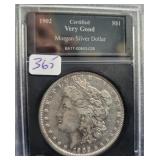 1902 MORGAN SILVER DOLLAR - CERTIFIED VERY GOOD 1902 MORGAN SILVER DOLLAR - CERTIFIED VERY GOOD