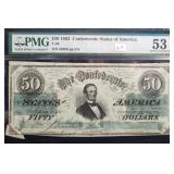 $50 - 1862 CONFEDERATE STATES OF AMERICA - PMG: $50 - 1862 CONFEDERATE STATES OF AMERICA - PMG:
