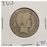 1905 BARBER QUARTER 1905 BARBER QUARTER