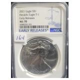 2021 SILVER EAGLE - NGC GRADED: MS70 - EARLY 2021 SILVER EAGLE - NGC GRADED: MS70 - EARLY