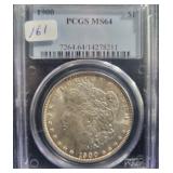 1900 MORGAN SILVER DOLLAR - PCGS GRADED: MS64 1900 MORGAN SILVER DOLLAR - PCGS GRADED: MS64