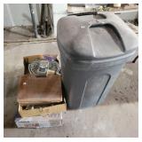 FISHING POLES, TACKLE, FLOOR FAN, TRASH CAN