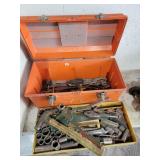 PLASTIC TOOL BOX W/ASSORTED HAND TOOLS