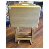 SET OF 4 WOODEN TV TRAYS W/STORAGE STAND SET OF 4 WOODEN TV TRAYS W/STORAGE STAND