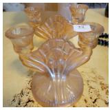 PAIR OF IRIS & HERRINGBONE DOUBLE CANDLESTICKS PAIR OF IRIS & HERRINGBONE DOUBLE CANDLESTICKS