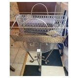 GLASS TOP PLANT STAND, VINTAGE MAGAZINE RACK, GLASS TOP PLANT STAND, VINTAGE MAGAZINE RACK,