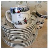 16 PC. SET OF FOLKCRAFT STONEWARE "WINTER SIDE" 16 PC. SET OF FOLKCRAFT STONEWARE "WINTER SIDE"