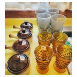 GLASSWARE/TUMBLERS, AND 4 BEAN POTS GLASSWARE/TUMBLERS, AND 4 BEAN POTS