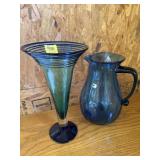 [2] BLENKO PITCHER AND TALL MARGARITA VASE