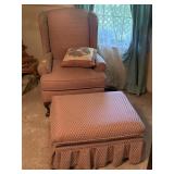 QUEEN ANNE WING BACK CHAIR AND OTTOMAN