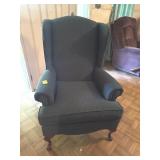 BLUE QUEEN ANNE WING BACK CHAIR