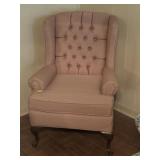 PINK QUEEN ANNE WING BACK CHAIR