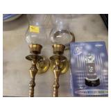 Pair Of Brass candles and Crystal Rotary Slide