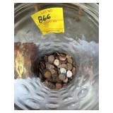 GLASS JAR WITH ASSORTED U.S. MONEY