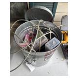 COAL BUCKET WITH ASSORTED TOOLS
