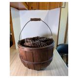 Wooden Bucket w/ Pinecones